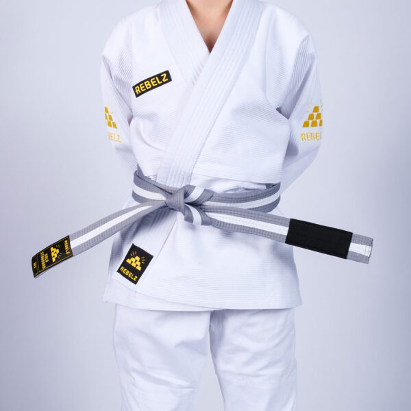 rebelz bjj belts kids gold standard grey white