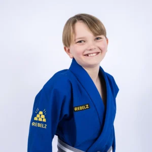rebelz bjj gi kids gold standard 3 blå 3