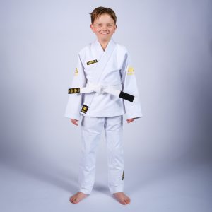 rebelz bjj gi kids gold standard 3 white