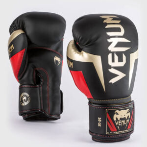 venum boxing gloves elite black gold red 1