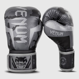 venum boxing gloves elite black:grey camo 1
