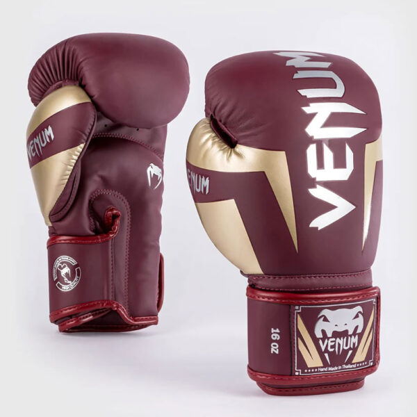 venum boxing gloves elite burgundy gold 1