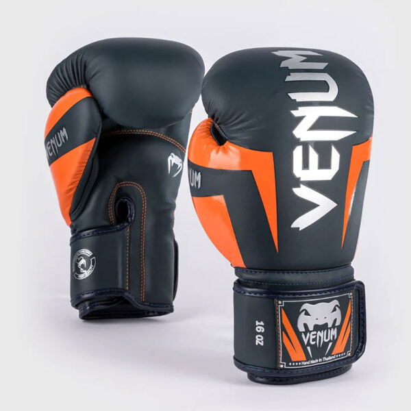 venum boxing gloves elite navy silver orange 1