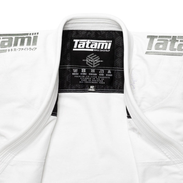 tatami bjj gi estilo black label white grey 4